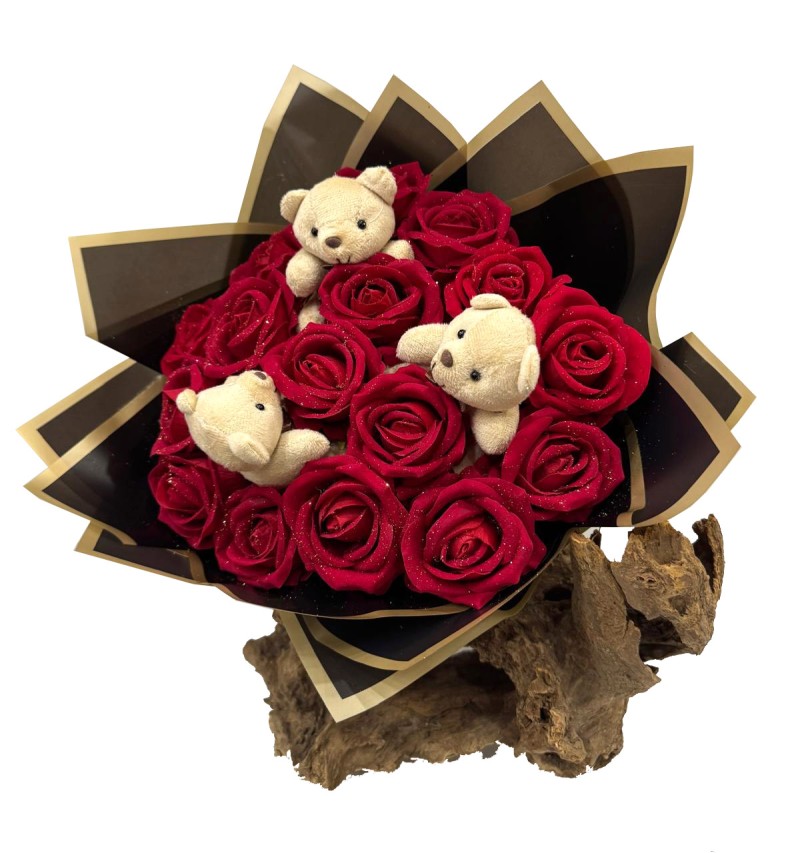 17 Kırmızı Gül & ayıklı buket