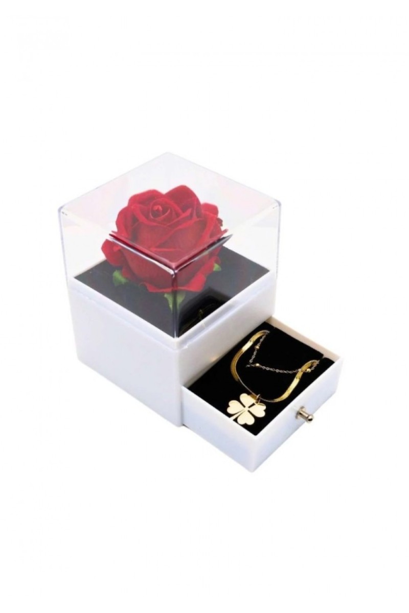 Kısa çekmeceli takı kutusu beyaz - Kırmızı 