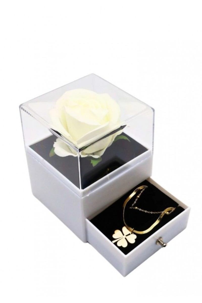 Kısa çekmeceli takı kutusu beyaz - Kırmızı 