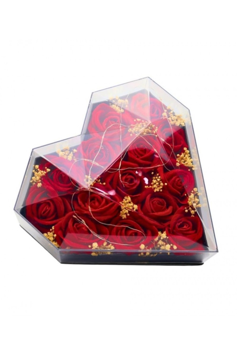 Sevdiklerinize Özel Kalpli Kutuda Kırmızı Gül