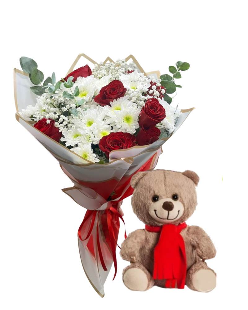 Papatya Buketi Ve Peluş Ayıcık