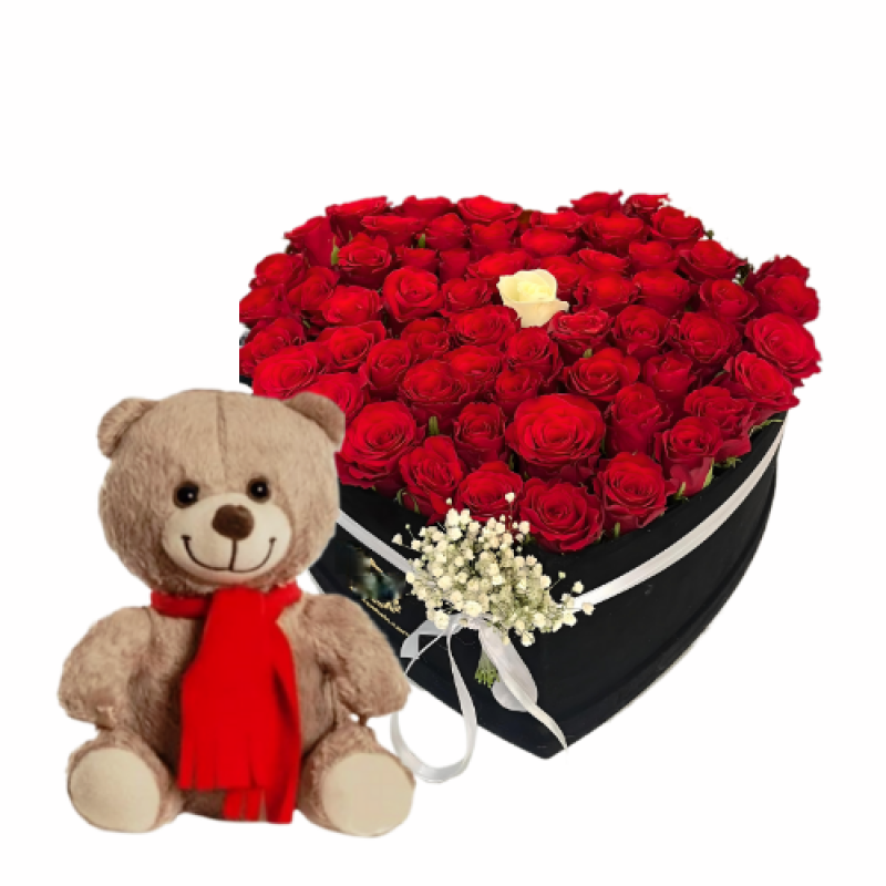 Kalp Kutuda Ayıcıkla Gül Aşkıı