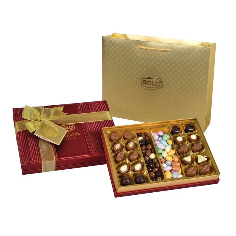 Saten Bordo Hediye Çikolata Kutu 500g