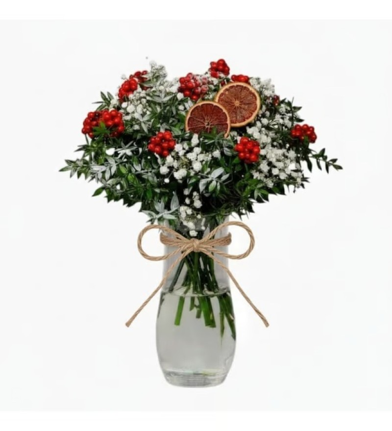 Cam Vazoda Kokina Çiçeği - Yılbaşı Çiçeği